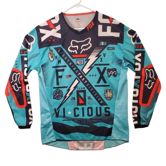Fox Racing Other - Fox Racing 180 Vicious Motocross Jersey Mens Large Blue Red Graphic Long Sleeve